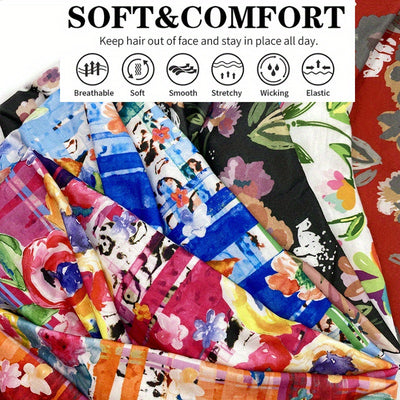 Tie Dye Flower Print Knotted Headband Ladies Sports Widening Fitness Yoga Headband Bundle Boho Style Hairband