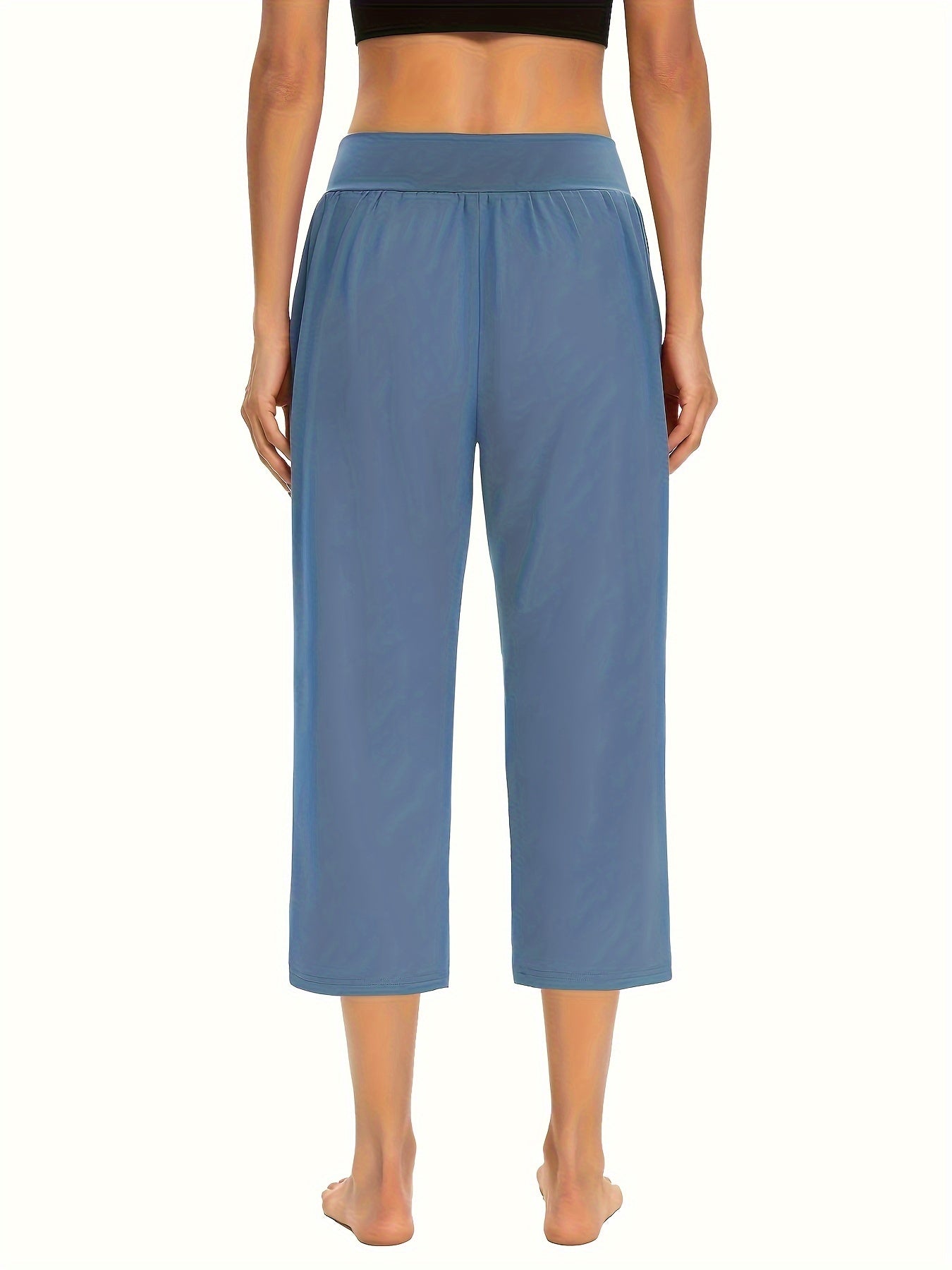 Plus Size Womens Capri Pants - Comfortable Solid Waistband, High Rise Skinny Fit - Fashionable for Casual Wear & Fitness