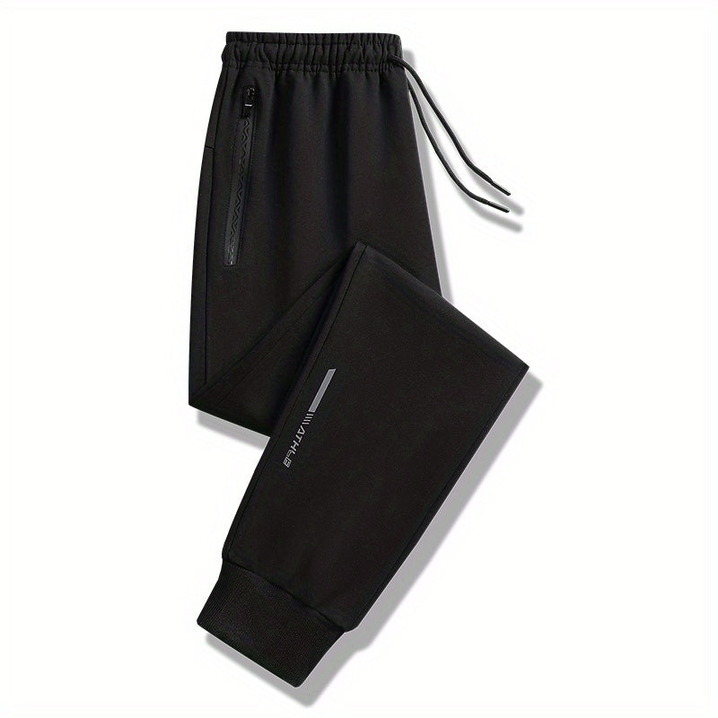 Lightweight Breathable Sports Pants Joggers, Men's Casual Slightly Stretch Zipper Pockets Sweatpants For All Seasons Fitness