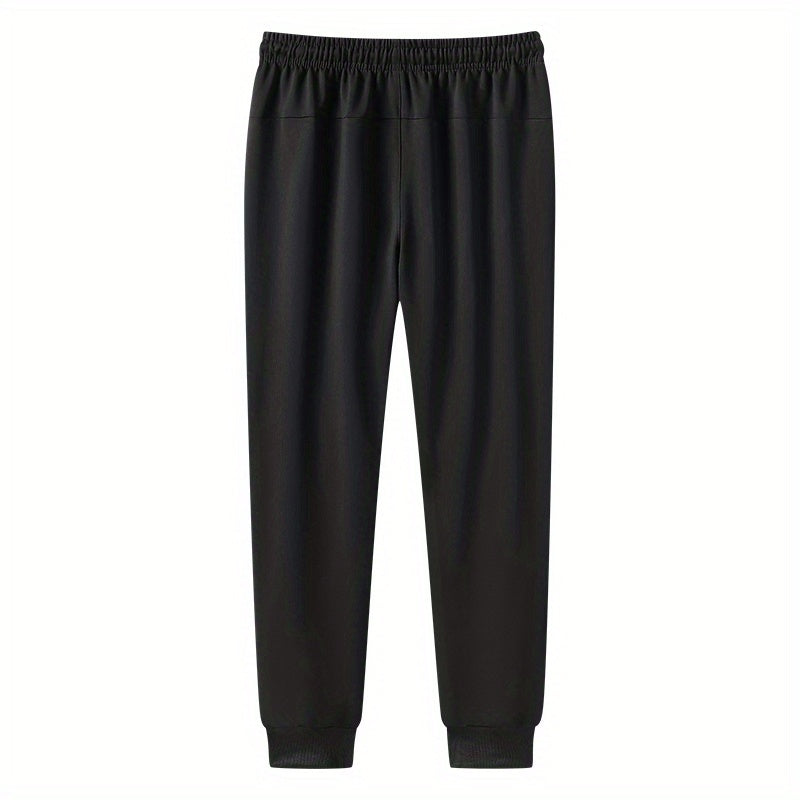 Lightweight Breathable Sports Pants Joggers, Men's Casual Slightly Stretch Zipper Pockets Sweatpants For All Seasons Fitness