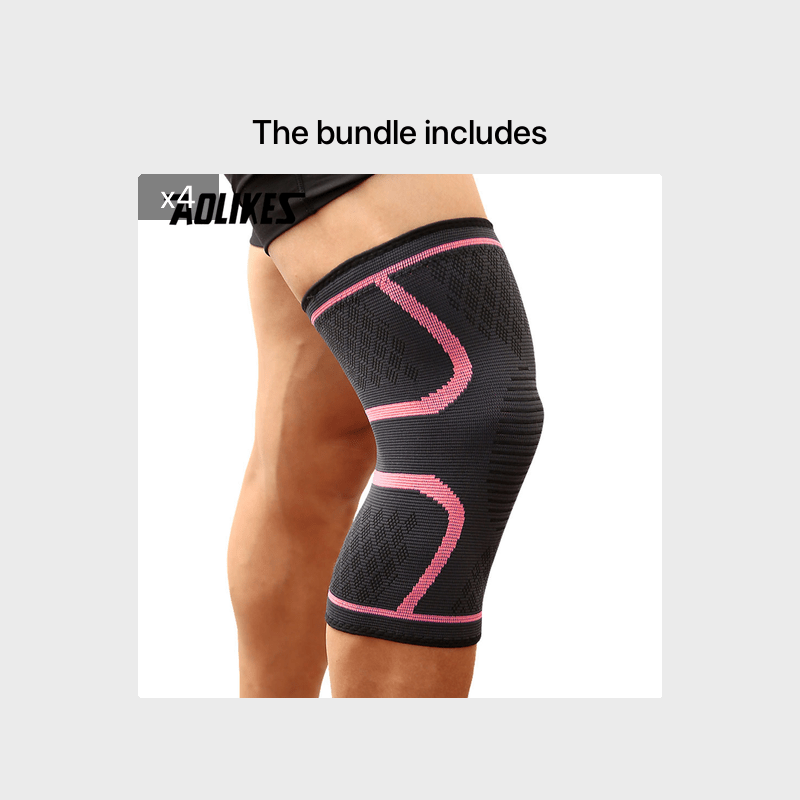 1pc AOLIKES Compression Knee Sleeve | Breathable, Non-Slip, Ideal for Running, Volleyball, Basketball, Yoga, Tennis, Football - Available in, Grey, Red