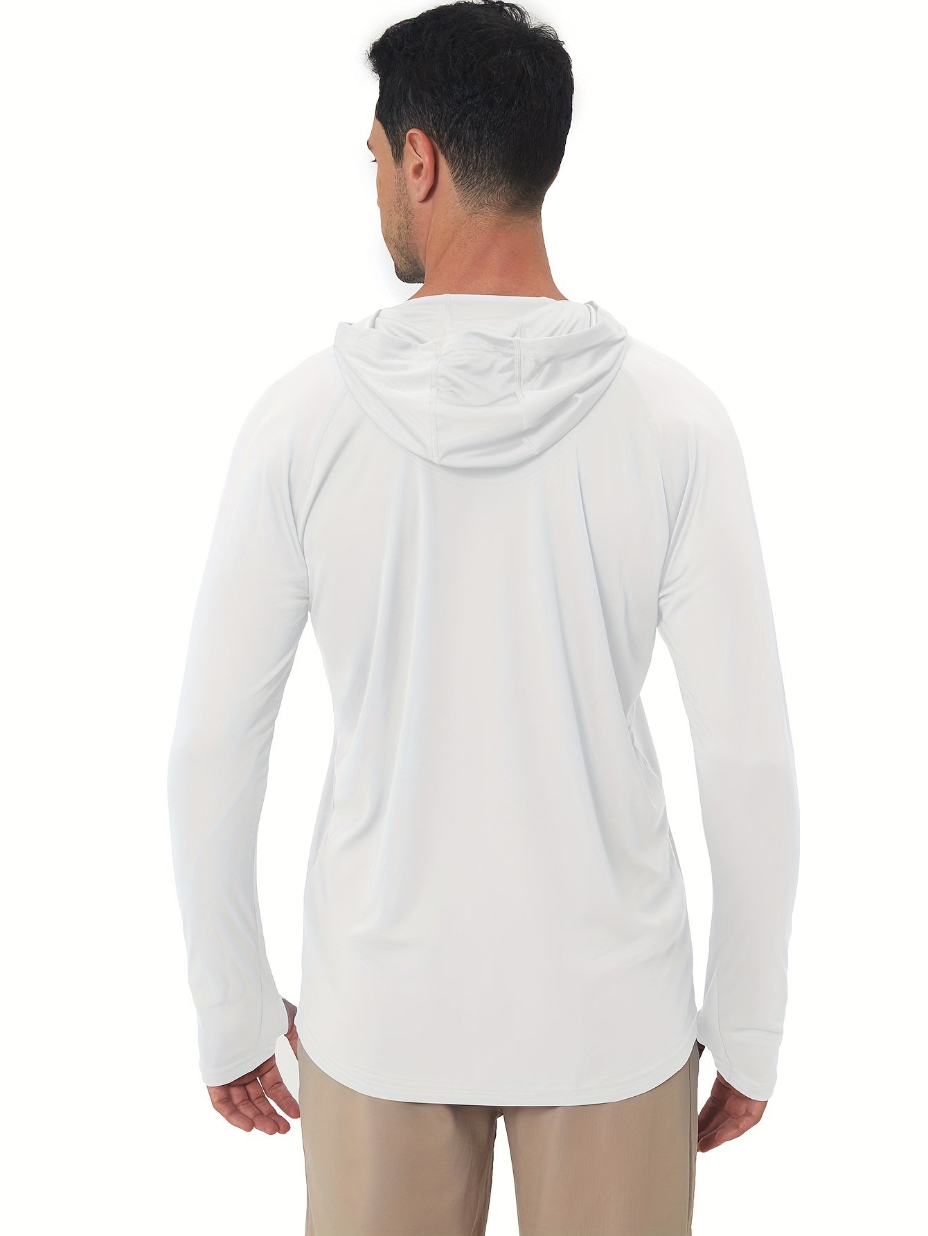 Men's UPF50+ Sun Protection Hoodie - Lightweight Quick-Dry Rash Guard, Breathable Long Sleeve UV Shirt for Fishing, Hiking, Yoga & Running, Olive Green, Machine Washable, Sports Apparel, Sporty Design, Durable Construction, A