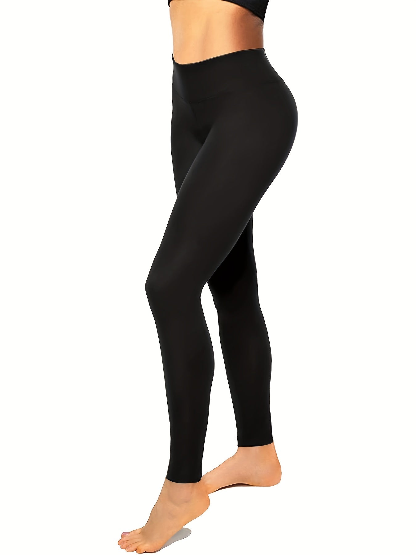 Women'S High Waisted Athletic Leggings - Soft Polyester, Tummy Control, Skinny Fit for Running, Cycling, Yoga & Workout, All-Season Comfort, Knit Fabric, 100g/m², Yoga Workout Gear | High Waist Leggings | Stretchy Knit Fabri