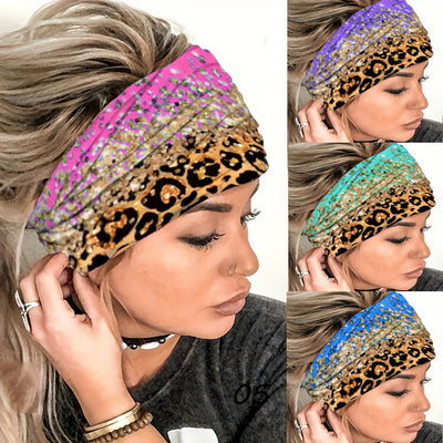 1pcs Boho Leopard Pattern Headband Stretch Wide Hair Bands Knotted Turban Head Band Yoga Running Sweatband Elastic Headband Head Wrap Hair Accessories For Women Teen Female