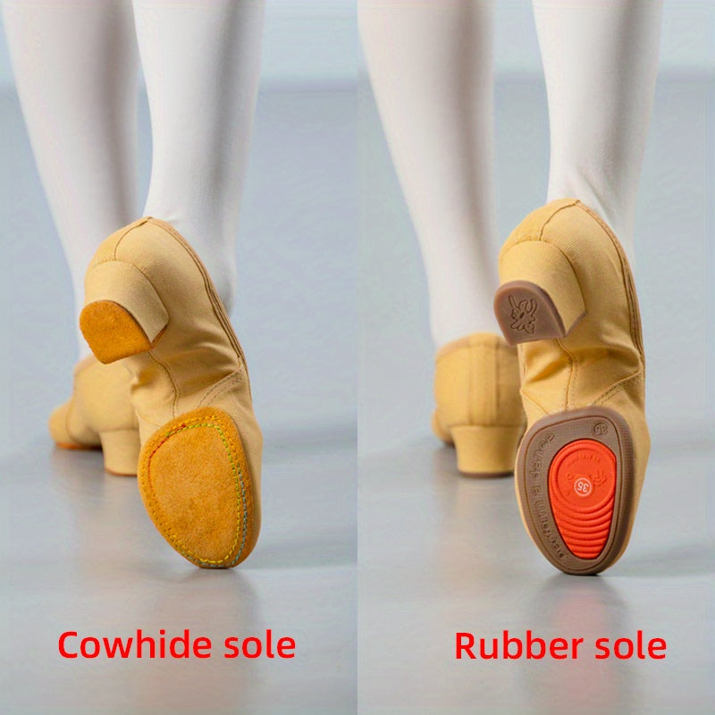 Durable Rubber-Soled Dance Shoes with Heels for Adult Ballet And Yoga Dance.