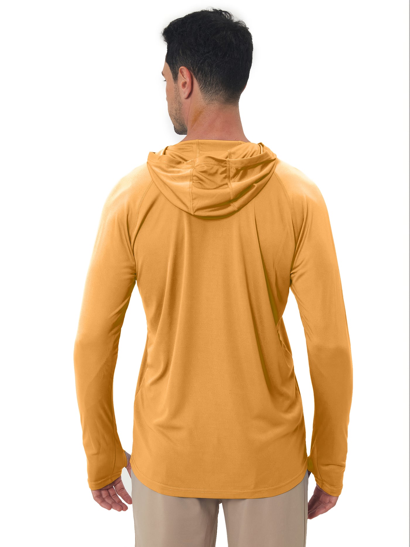Men's UPF50+ Sun Protection Hoodie - Lightweight Quick-Dry Rash Guard, Breathable Long Sleeve UV Shirt for Fishing, Hiking, Yoga & Running, Olive Green, Machine Washable, Sports Apparel, Sporty Design, Durable Construction, A