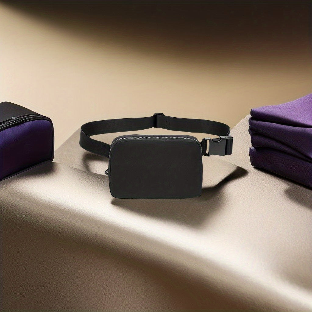 Unisex 1L Adjustable Yoga Waist Pack - High-Quality Nylon with Zipper Closure, Lightweight Crossbody Chest Bag for Travel, Hiking & Casual Sports - Multi-Functional Storage for Phone, Cosmetics, Essentials, Travel Accessory,