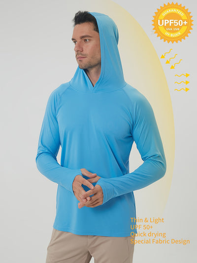 Men's UPF50+ Sun Protection Hoodie - Lightweight Quick-Dry Rash Guard, Breathable Long Sleeve UV Shirt for Fishing, Hiking, Yoga & Running, Olive Green, Machine Washable, Sports Apparel, Sporty Design, Durable Construction, A