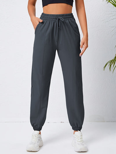 Stretchy Comfort Fit Joggers - Quick Drying, Slant Pockets, Elastic Waistband, Breathable, Moisture-Wicking, Womens Activewear for Fitness, Yoga, Running, and Outdoor Activities