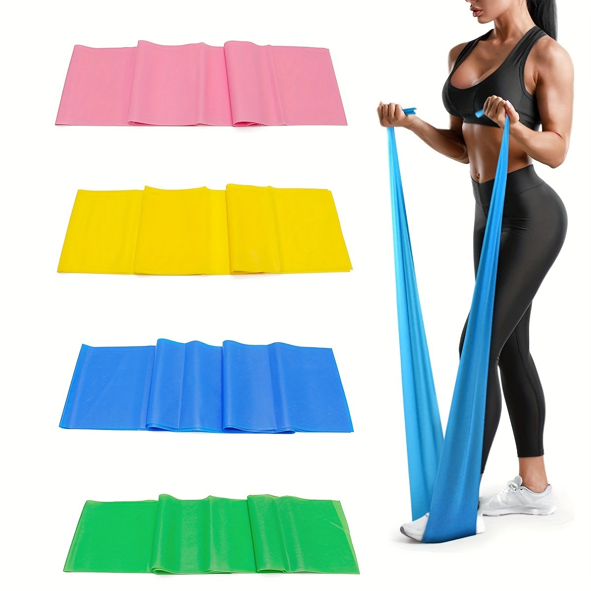 Latex Elastic Resistance Band - 1pc Workout Pilates Band for Gym Home Fitness Exercise
