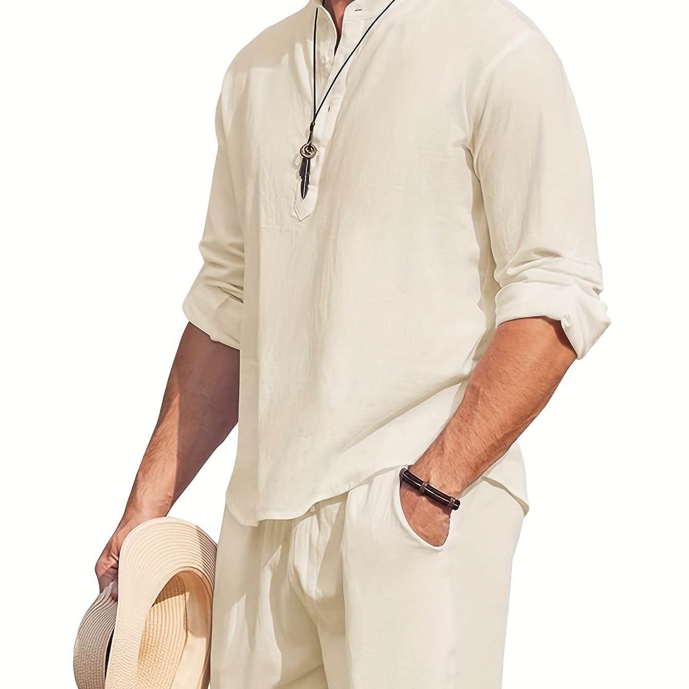 Men'S Bohemian Renaissance Shirt - Loose Fit Long Sleeve Button-Up Blouse, Non-Stretch Fabric for Yoga, Casual Outfits, Formal Events - All-Season Elegant Tops for Men - Easy Care Button Front Closure, Yoga Attire, Hippie Sty