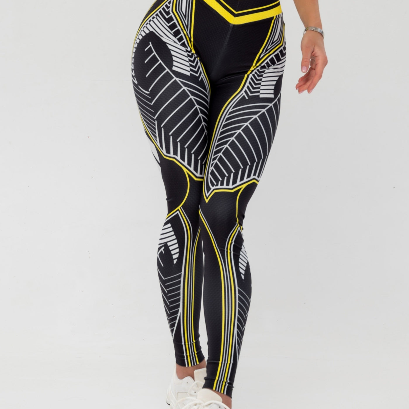 Seamless High Waist Butt Lifting Sweat Absorbing Sports Leggings, Casual Slim Women's Activewear Printed Yoga Tight Pants
