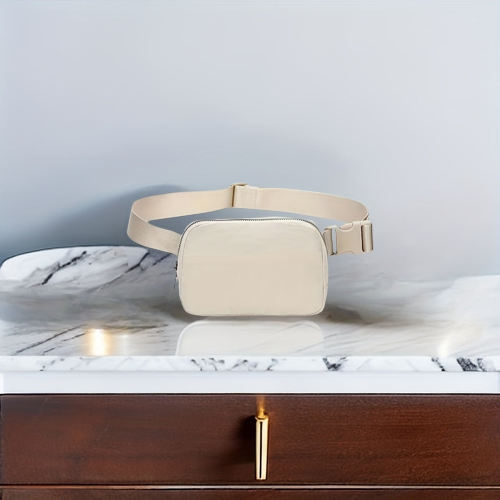 Unisex 1L Adjustable Yoga Waist Pack - High-Quality Nylon with Zipper Closure, Lightweight Crossbody Chest Bag for Travel, Hiking & Casual Sports - Multi-Functional Storage for Phone, Cosmetics, Essentials, Travel Accessory,