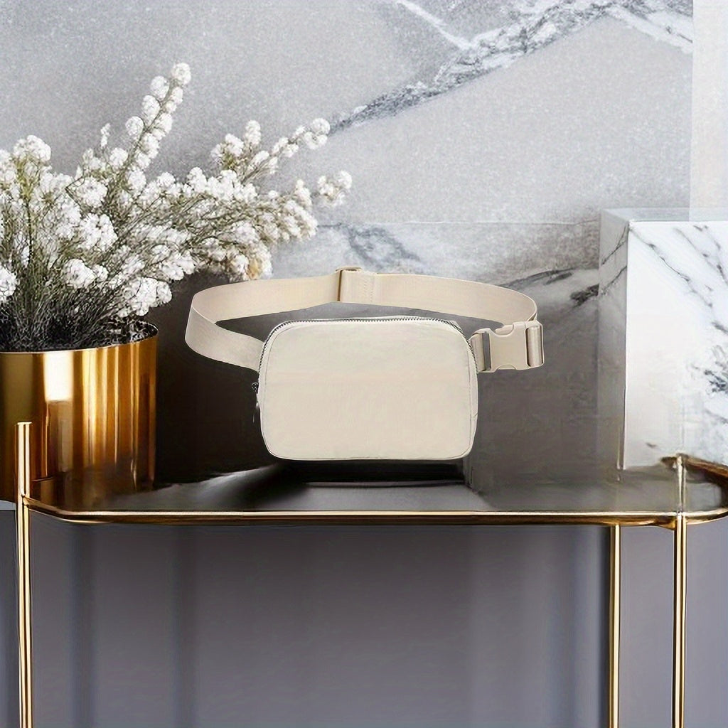 Unisex 1L Adjustable Yoga Waist Pack - High-Quality Nylon with Zipper Closure, Lightweight Crossbody Chest Bag for Travel, Hiking & Casual Sports - Multi-Functional Storage for Phone, Cosmetics, Essentials, Travel Accessory,