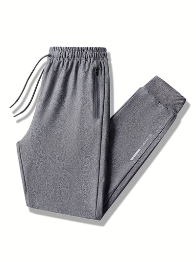 Lightweight Breathable Sports Pants Joggers, Men's Casual Slightly Stretch Zipper Pockets Sweatpants For All Seasons Fitness