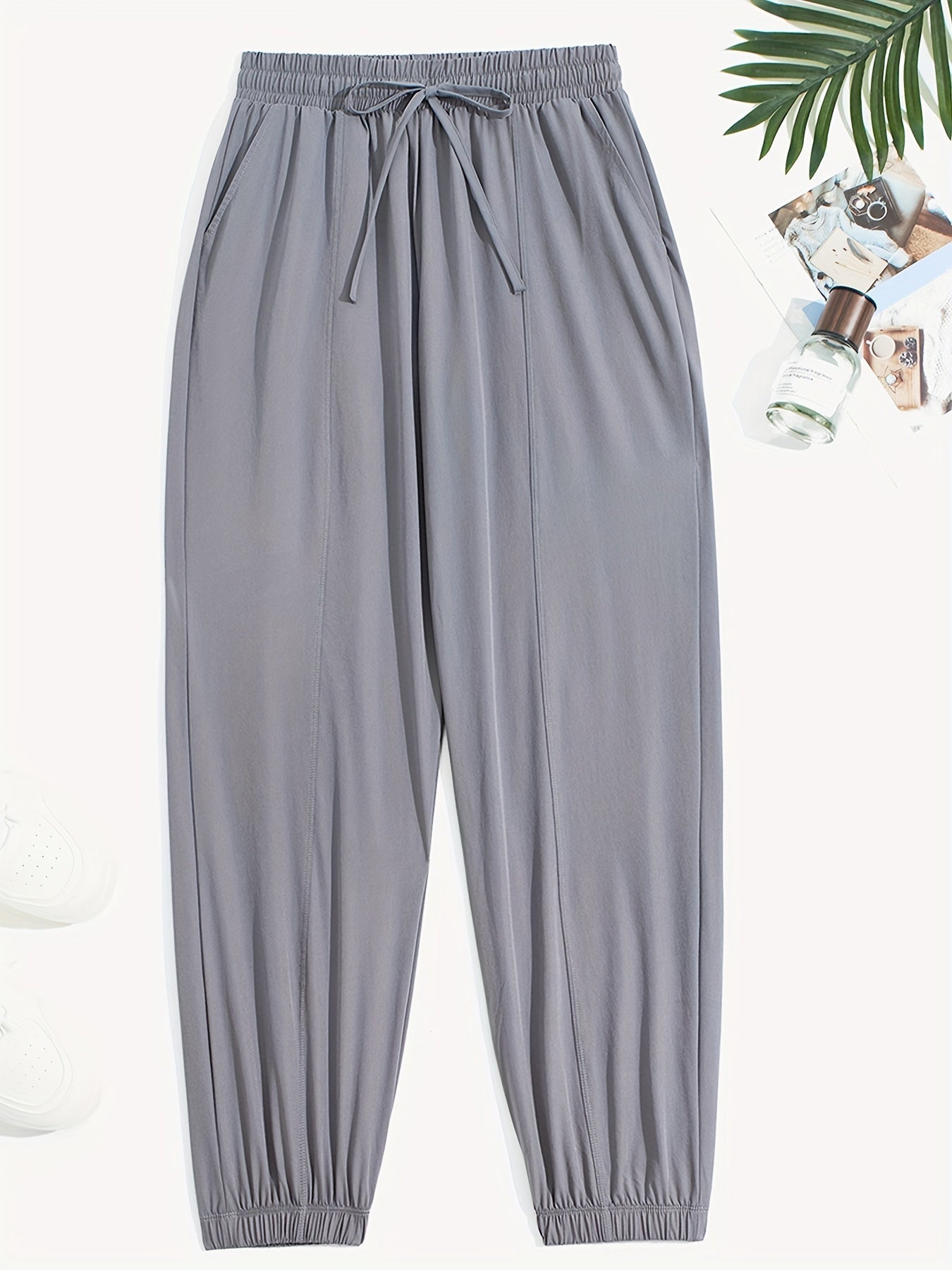 Stretchy Comfort Fit Joggers - Quick Drying, Slant Pockets, Elastic Waistband, Breathable, Moisture-Wicking, Womens Activewear for Fitness, Yoga, Running, and Outdoor Activities