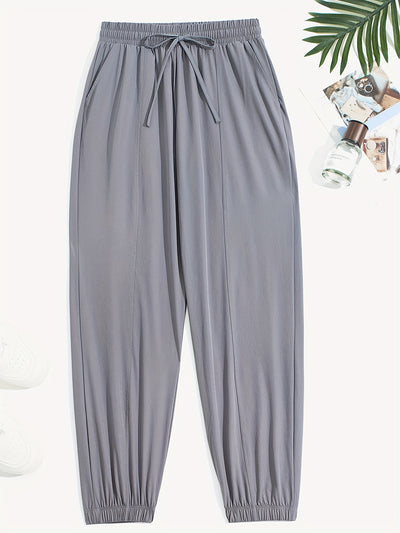 Stretchy Comfort Fit Joggers - Quick Drying, Slant Pockets, Elastic Waistband, Breathable, Moisture-Wicking, Womens Activewear for Fitness, Yoga, Running, and Outdoor Activities