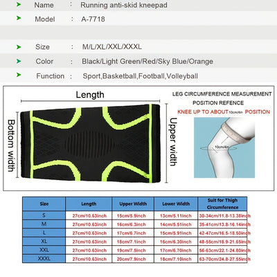 1pc AOLIKES Compression Knee Sleeve | Breathable, Non-Slip, Ideal for Running, Volleyball, Basketball, Yoga, Tennis, Football - Available in, Grey, Red