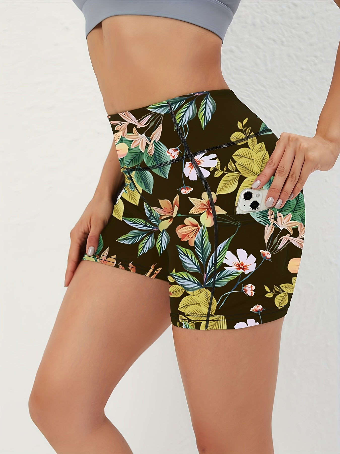 Women's High Waist Marble Printed Shorts - Slim Fit, Lift Hip, Yoga Workout Shorts - Polyester & Spandex Blend - For Fitness Enthusiasts & Yoga Lovers - Perfect for Gym, Outdoor Workouts & Everyday Wear