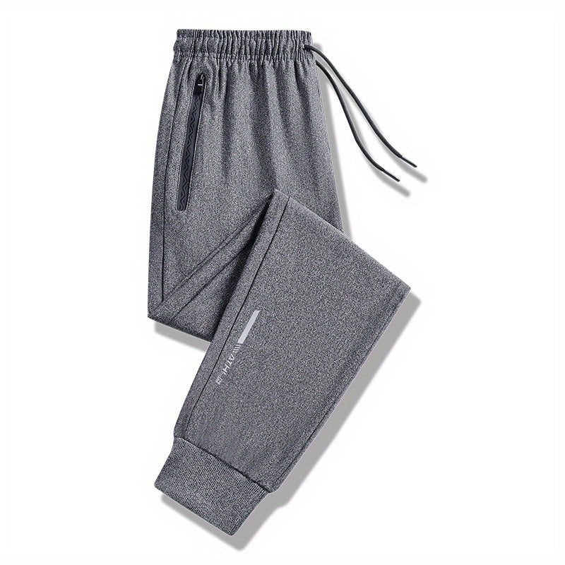 Lightweight Breathable Sports Pants Joggers, Men's Casual Slightly Stretch Zipper Pockets Sweatpants For All Seasons Fitness