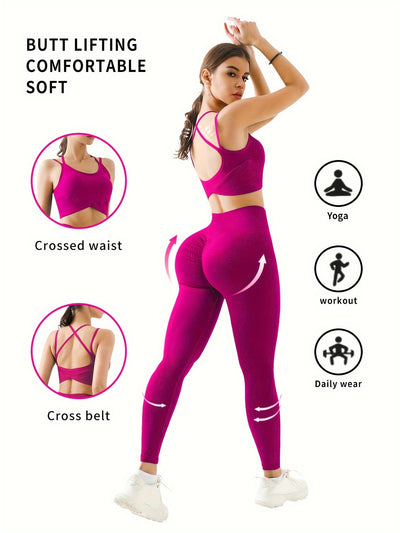 High-Waist Seamless Yoga Leggings with Butt Lifting & Cross-Back Design - Stretchy, Comfortable Activewear for Women, Perfect for Yoga & Fitness Workouts, Workout Leggings | Highwaist Leggings | Comfortable Fit