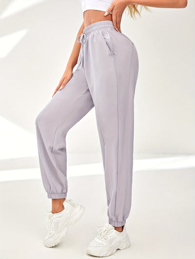 Stretchy Comfort Fit Joggers - Quick Drying, Slant Pockets, Elastic Waistband, Breathable, Moisture-Wicking, Womens Activewear for Fitness, Yoga, Running, and Outdoor Activities