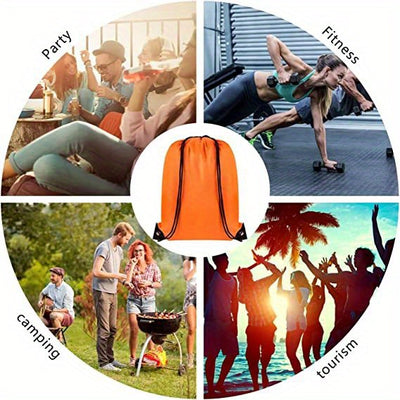 1pc Vibrant Nylon Drawstring Backpack - Lightweight & Durable, 16" Storage Bag with Black Laces for Sports, Travel, Yoga, Gym, and Outdoor Camping, Backpack for Travel
