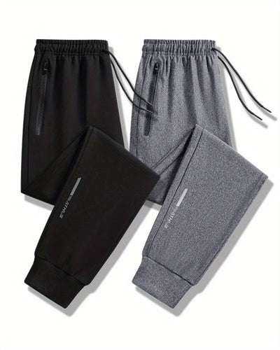 Lightweight Breathable Sports Pants Joggers, Men's Casual Slightly Stretch Zipper Pockets Sweatpants For All Seasons Fitness