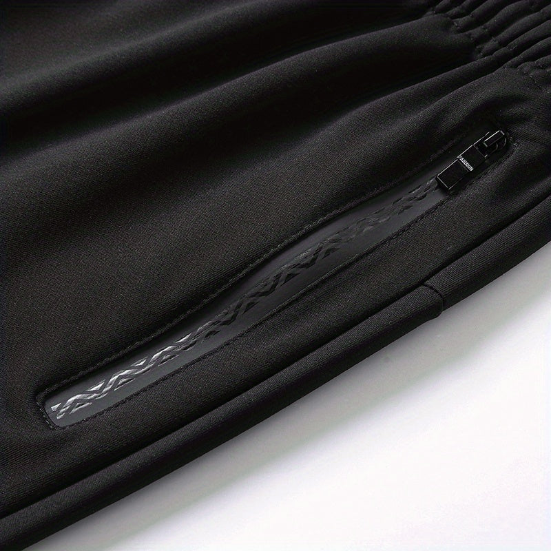 Lightweight Breathable Sports Pants Joggers, Men's Casual Slightly Stretch Zipper Pockets Sweatpants For All Seasons Fitness