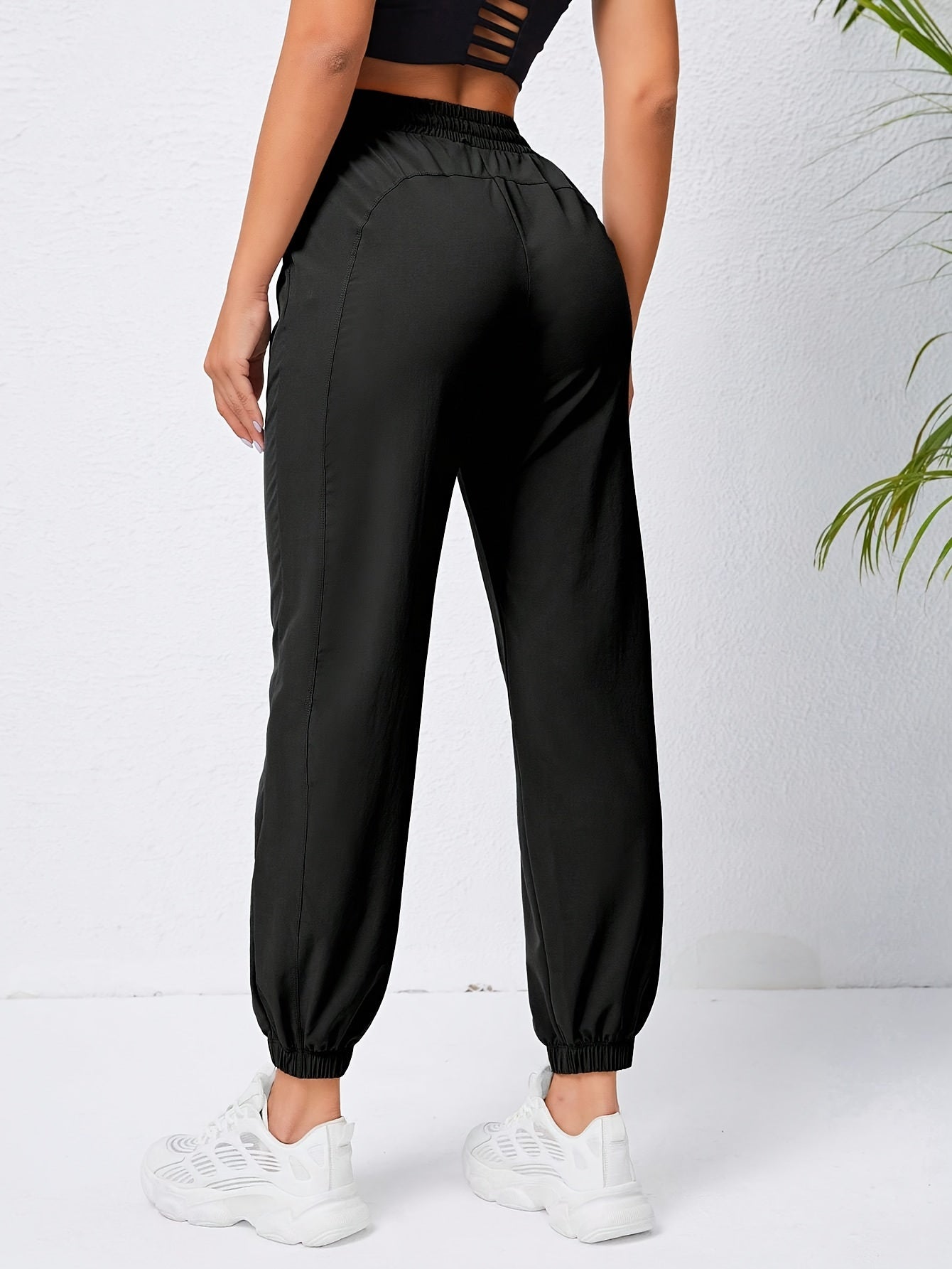 Stretchy Comfort Fit Joggers - Quick Drying, Slant Pockets, Elastic Waistband, Breathable, Moisture-Wicking, Womens Activewear for Fitness, Yoga, Running, and Outdoor Activities