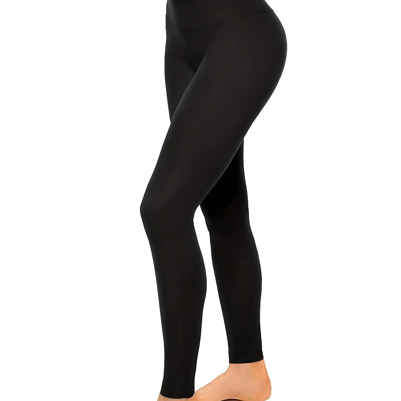 Women'S High Waisted Athletic Leggings - Soft Polyester, Tummy Control, Skinny Fit for Running, Cycling, Yoga & Workout, All-Season Comfort, Knit Fabric, 100g/m², Yoga Workout Gear | High Waist Leggings | Stretchy Knit Fabri