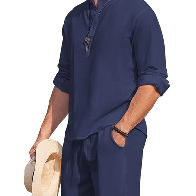 Men'S Bohemian Renaissance Shirt - Loose Fit Long Sleeve Button-Up Blouse, Non-Stretch Fabric for Yoga, Casual Outfits, Formal Events - All-Season Elegant Tops for Men - Easy Care Button Front Closure, Yoga Attire, Hippie Sty