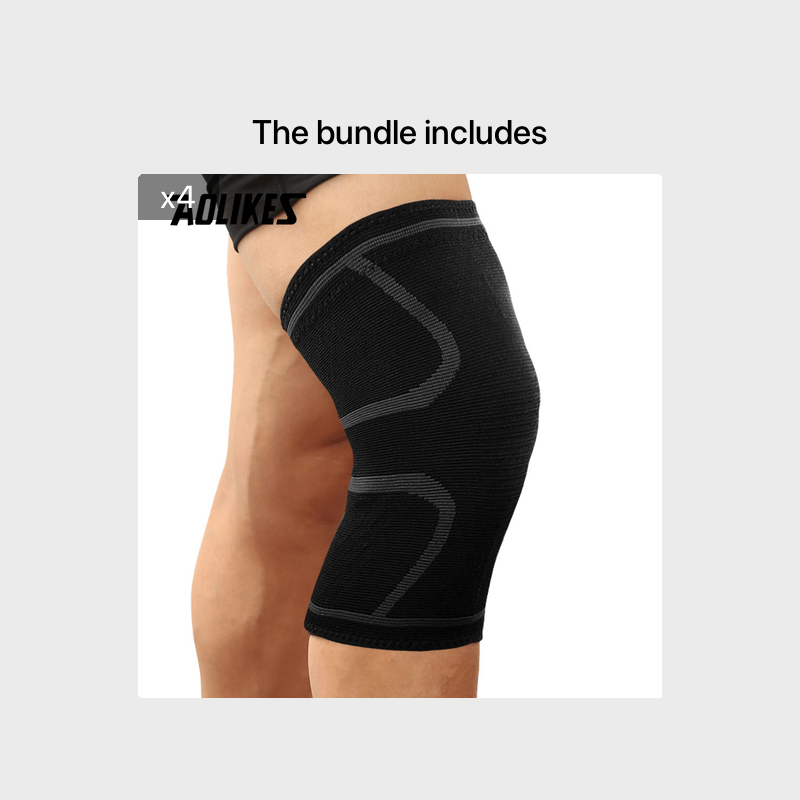 1pc AOLIKES Compression Knee Sleeve | Breathable, Non-Slip, Ideal for Running, Volleyball, Basketball, Yoga, Tennis, Football - Available in, Grey, Red