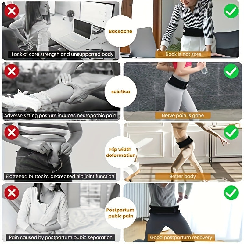 Adjustable Sacroiliac Hip Belt - Elastic Lower Back Support Brace for Men and Women, Polyester, Hand-Wash Only, Pelvis Lumbar Relaxation, Fitness & Yoga Wear