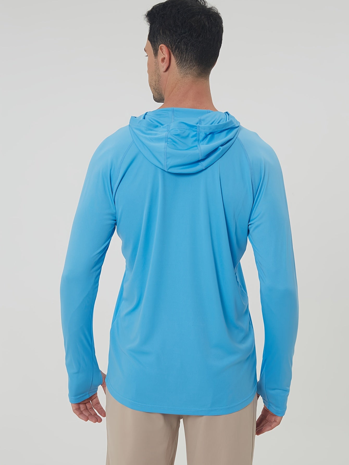 Men's UPF50+ Sun Protection Hoodie - Lightweight Quick-Dry Rash Guard, Breathable Long Sleeve UV Shirt for Fishing, Hiking, Yoga & Running, Olive Green, Machine Washable, Sports Apparel, Sporty Design, Durable Construction, A