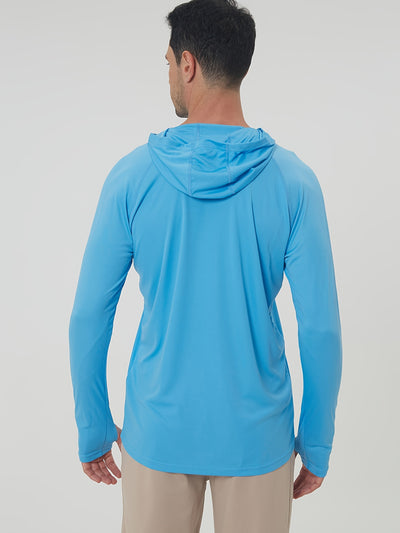 Men's UPF50+ Sun Protection Hoodie - Lightweight Quick-Dry Rash Guard, Breathable Long Sleeve UV Shirt for Fishing, Hiking, Yoga & Running, Olive Green, Machine Washable, Sports Apparel, Sporty Design, Durable Construction, A