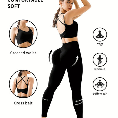 High-Waist Seamless Yoga Leggings with Butt Lifting & Cross-Back Design - Stretchy, Comfortable Activewear for Women, Perfect for Yoga & Fitness Workouts, Workout Leggings | Highwaist Leggings | Comfortable Fit