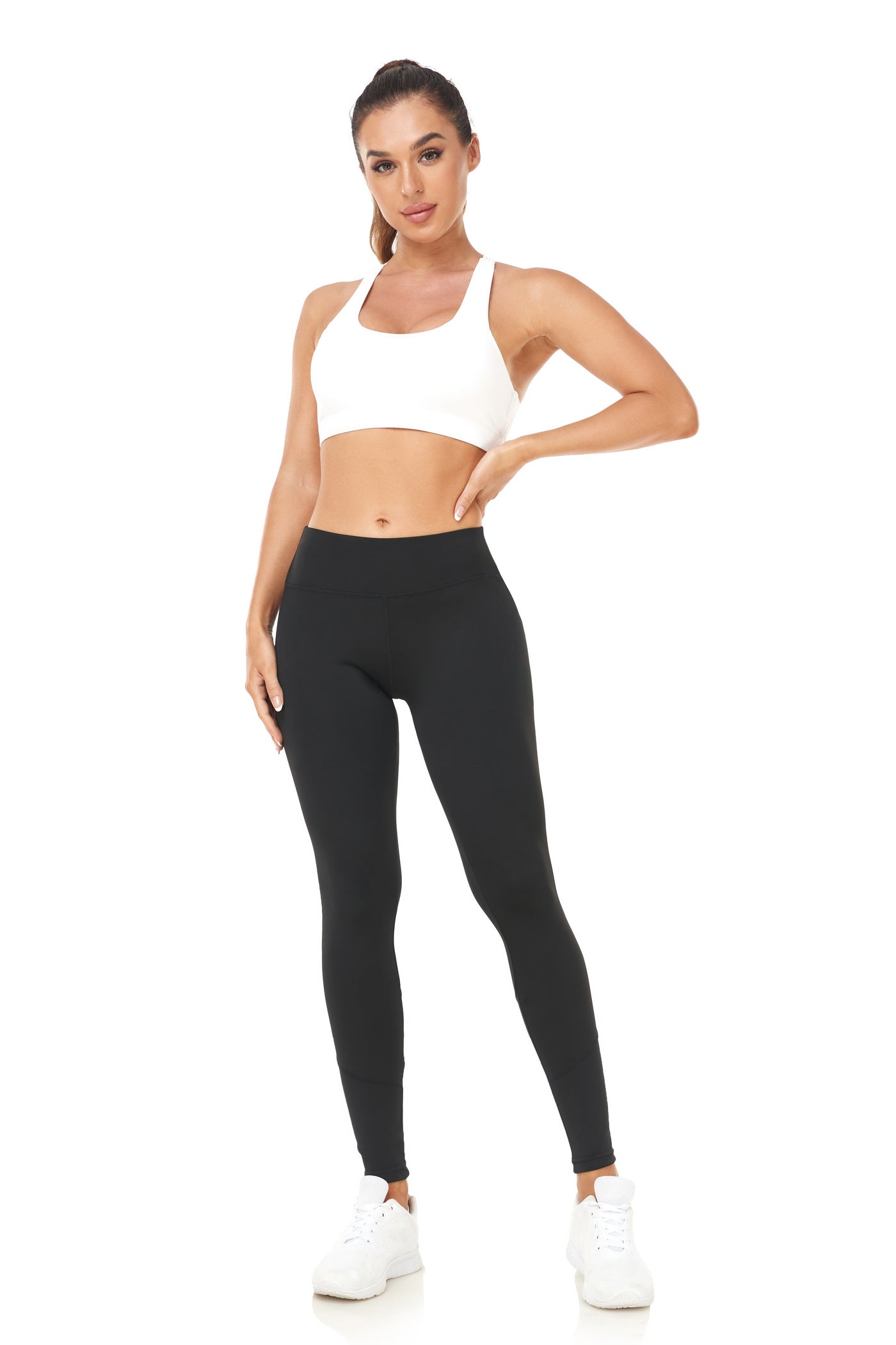 Women'S High Waist Hip Lifting Leggings, Quick Dry Polyester & Spandex Blend, Elastic Waistband, Contrast Mesh Detail, All-Season Sports Yoga Pants, Knit Fabric, 220g/m², Solid Color, Long Length