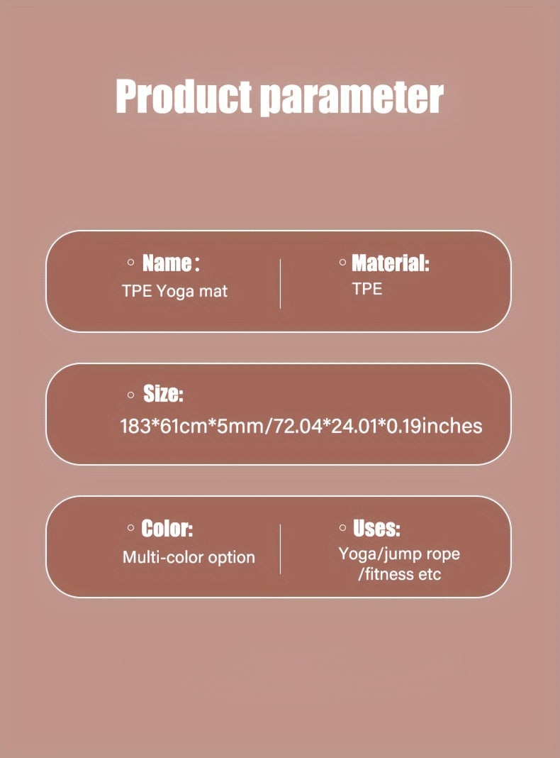 1pc TPE Non-Slip Yoga Pilates Training Mat, Home Fitness Accessories, Yoga Mat