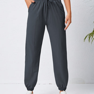 Stretchy Comfort Fit Joggers - Quick Drying, Slant Pockets, Elastic Waistband, Breathable, Moisture-Wicking, Womens Activewear for Fitness, Yoga, Running, and Outdoor Activities