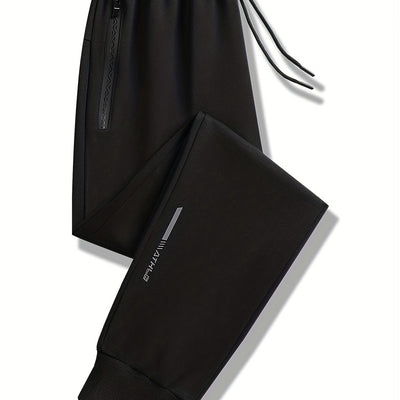 Lightweight Breathable Sports Pants Joggers, Men's Casual Slightly Stretch Zipper Pockets Sweatpants For All Seasons Fitness