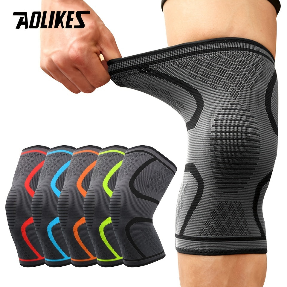 1pc AOLIKES Compression Knee Sleeve | Breathable, Non-Slip, Ideal for Running, Volleyball, Basketball, Yoga, Tennis, Football - Available in, Grey, Red