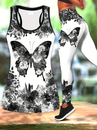 Vibrant 2pcs Set - Women's Casual Fitness Stretchy Fabric Tank Top and High-Waisted Leggings - Breathable Polyester/Spandex Blend, Perfect for Yoga & Casual Attire