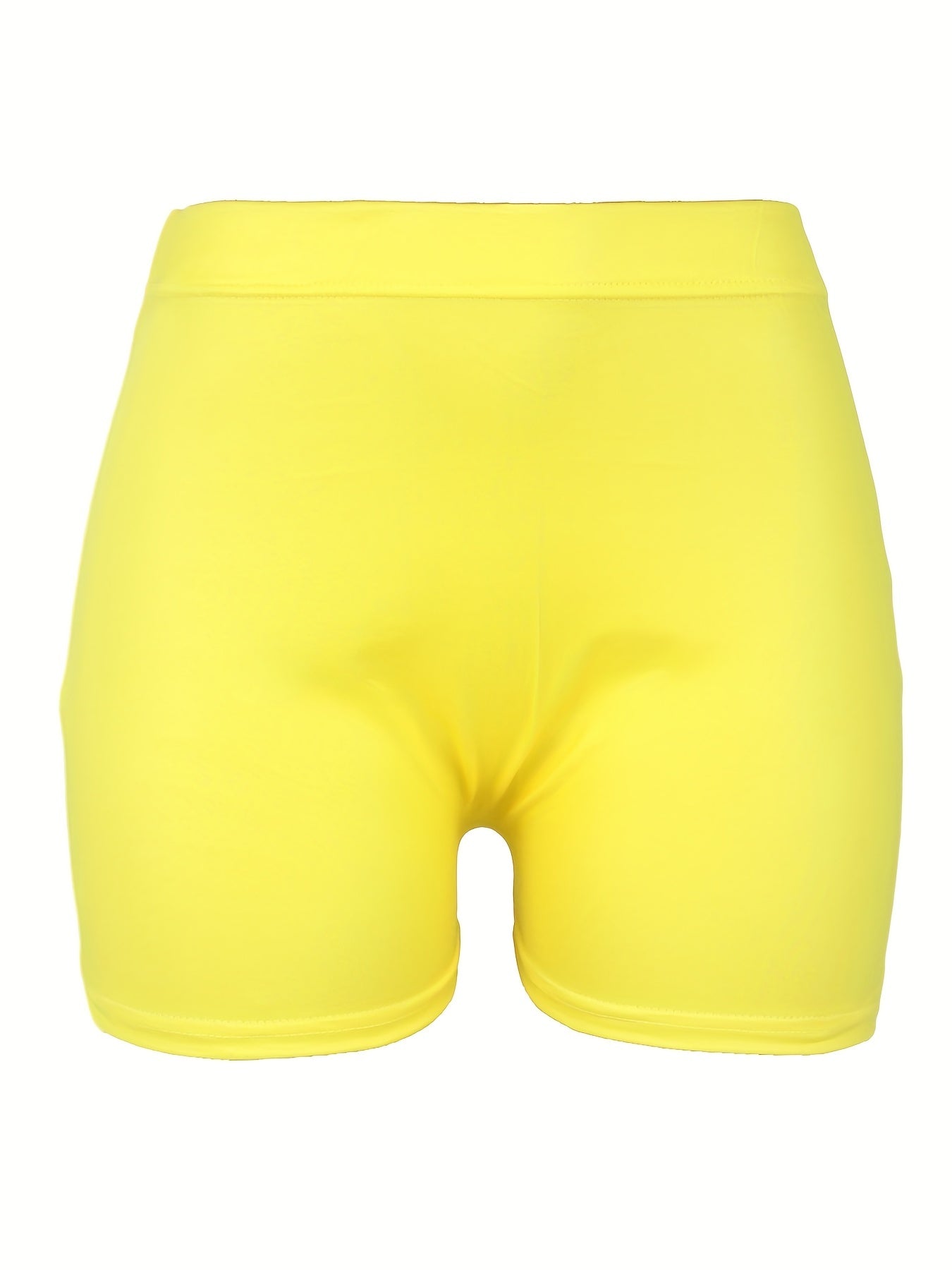 [High Waist Skinny Shorts] Solid High Waist Skinny Shorts, Casual Stretchy Yoga Shorts For Spring & Summer, Women's Clothing