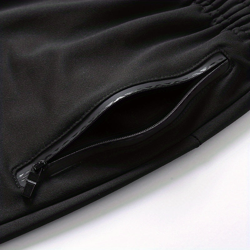 Lightweight Breathable Sports Pants Joggers, Men's Casual Slightly Stretch Zipper Pockets Sweatpants For All Seasons Fitness