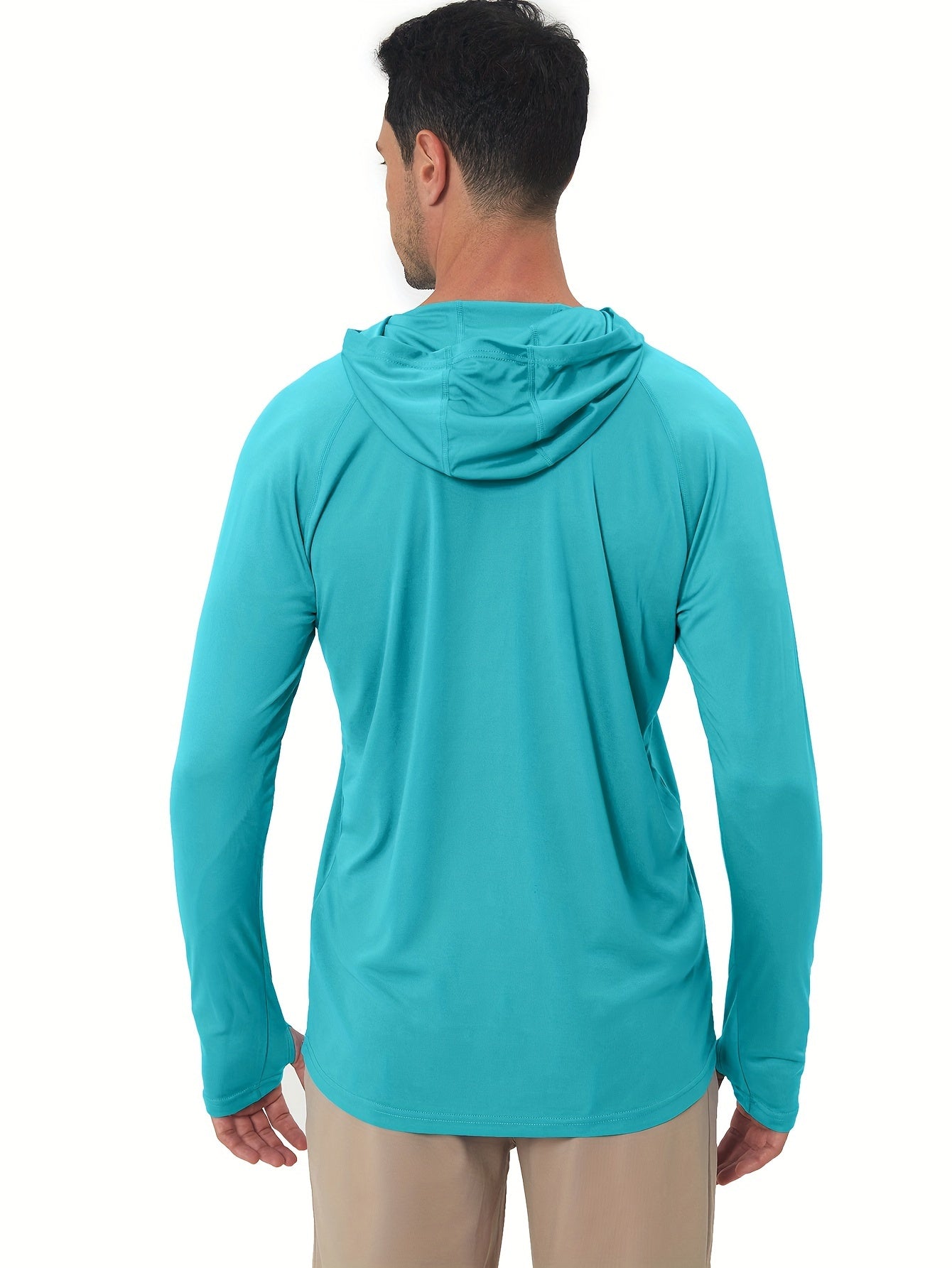 Men's UPF50+ Sun Protection Hoodie - Lightweight Quick-Dry Rash Guard, Breathable Long Sleeve UV Shirt for Fishing, Hiking, Yoga & Running, Olive Green, Machine Washable, Sports Apparel, Sporty Design, Durable Construction, A