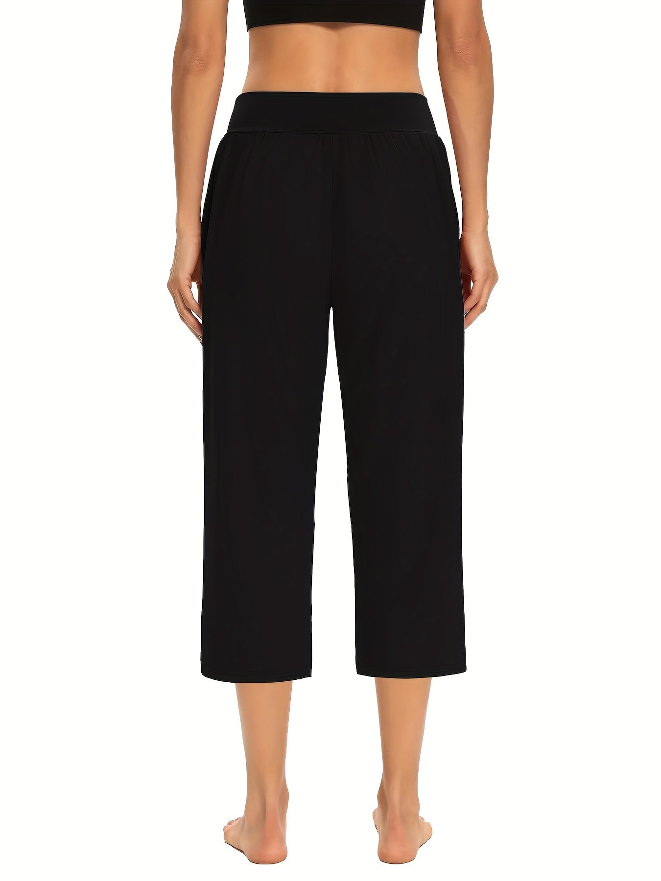 Plus Size Womens Capri Pants - Comfortable Solid Waistband, High Rise Skinny Fit - Fashionable for Casual Wear & Fitness