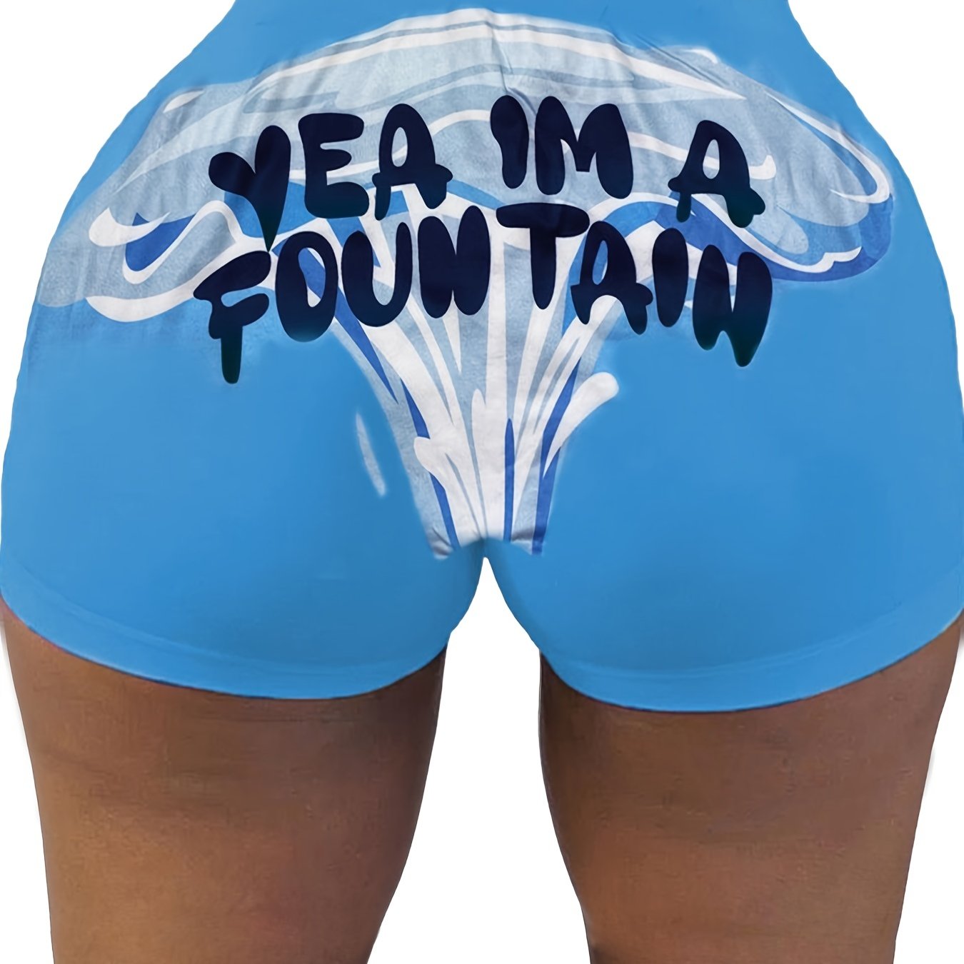 Letter Print Skinny Shorts, Casual Yoga Shorts For Spring & Summer, Women's Clothing