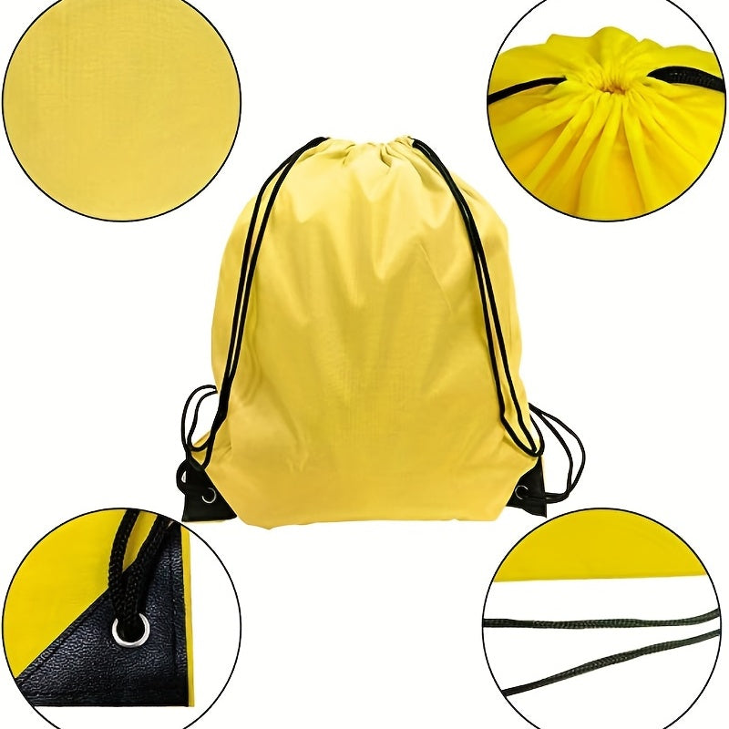 1pc Vibrant Nylon Drawstring Backpack - Lightweight & Durable, 16" Storage Bag with Black Laces for Sports, Travel, Yoga, Gym, and Outdoor Camping, Backpack for Travel