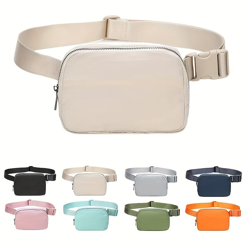 Unisex 1L Adjustable Yoga Waist Pack - High-Quality Nylon with Zipper Closure, Lightweight Crossbody Chest Bag for Travel, Hiking & Casual Sports - Multi-Functional Storage for Phone, Cosmetics, Essentials, Travel Accessory,